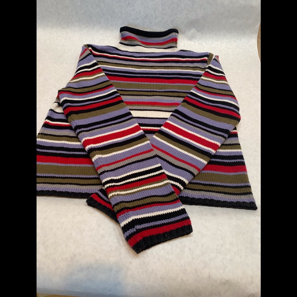 Valerie Stevens Cropped Multi Color Striped Sweater size L